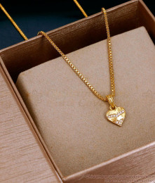High Quality Ad Stone Heart Pendant Gold Necklace For Girls SMDR2850