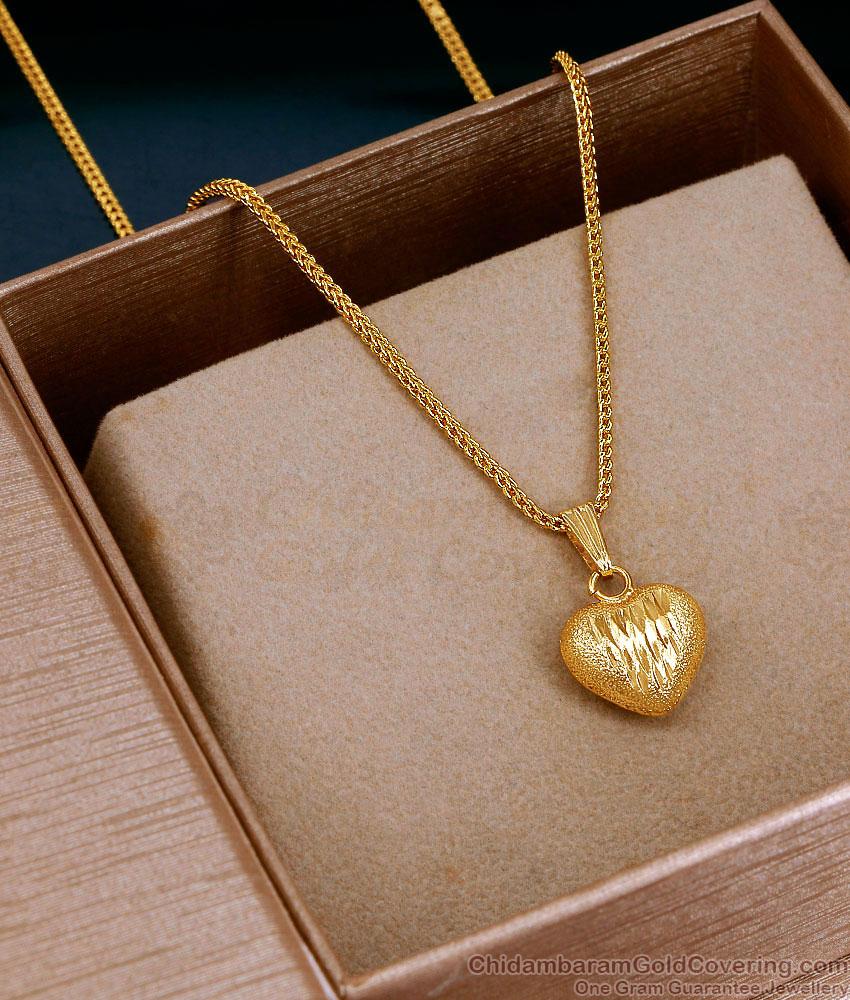 3D Heart Design 1 Gram Gold Pendant Short Chain For Women SMDR2851 3D Heart Design 1 Gram Gold Pendant Short Chain For Women SMDR2851