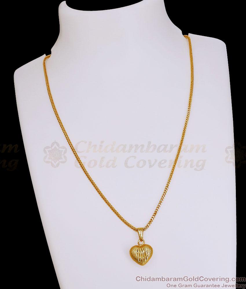 3D Heart Design 1 Gram Gold Pendant Short Chain For Women SMDR2851 3D Heart Design 1 Gram Gold Pendant Short Chain For Women SMDR2851
