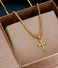Traditional Ad Stone Christian Pendant Chain For Daily Wear SMDR2852 Traditional Ad Stone Christian Pendant Chain For Daily Wear SMDR2852