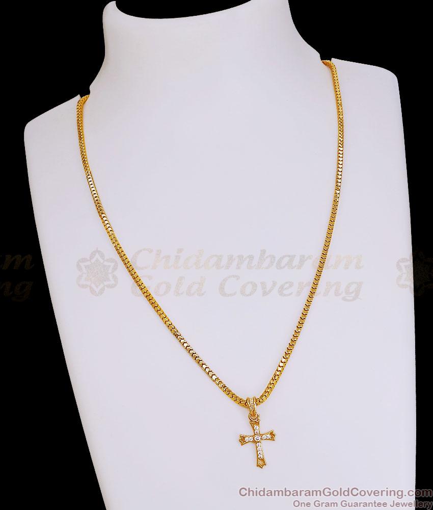 Traditional Ad Stone Christian Pendant Chain For Daily Wear SMDR2852