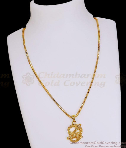 Plain Micro Gold Plated Om Vel Short Pendant Chain Online SMDR2854