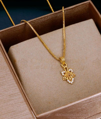 Floral Design Gold Imitation White Stone Pendant Chain SMDR2855 Floral Design Gold Imitation White Stone Pendant Chain SMDR2855
