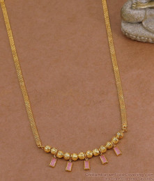 Beautiful Pink Stone Hanging Pendant Gold Short Chain Design SMDR2861