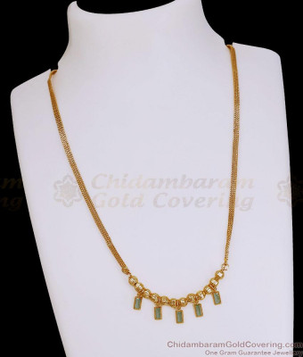 High Quality Green Ad Stone Gold Plated Necklace For Party Wear SMDR2862