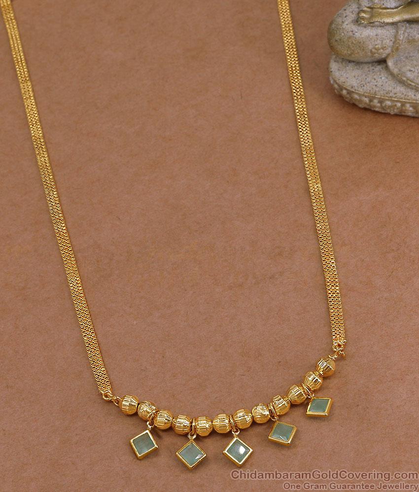 1 Gram Gold Pendant Chain Hanging Green Gemstone Designs SMDR2863 1 Gram Gold Pendant Chain Hanging Green Gemstone Designs SMDR2863