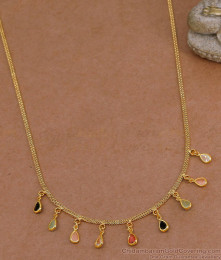 Glittering Multi Color Teardrop Gold Plated Necklace Shop Online SMDR2864
