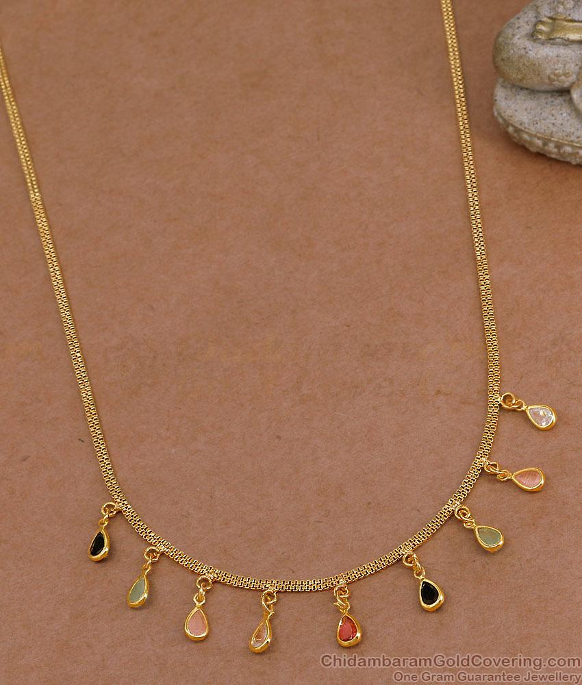 Glittering Multi Color Teardrop Gold Plated Necklace Shop Online SMDR2864 Glittering Multi Color Teardrop Gold Plated Necklace Shop Online SMDR2864