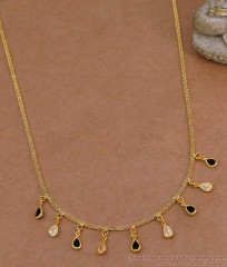 Minimalist 18k Gold Tone Link Necklace Black and White Stone Design SMDR2865