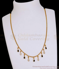 Minimalist 18k Gold Tone Link Necklace Black and White Stone Design SMDR2865 Minimalist 18k Gold Tone Link Necklace Black and White Stone Design SMDR2865