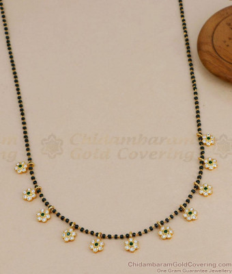 Light Weight Karimani Floral Charm Pendant Modern Mangalsutra Design SMDR2866