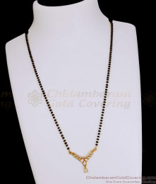 Glittering White Stone Single Line Black Beaded Mangalsutra For Women SMDR2869