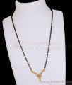 Floral Design Gold Plated Ad Stone Mangalsutra Pendant Black Beaded Chain SMDR2872