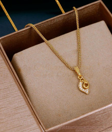 Daily Wear Micro Gold Plated Ad Stone Pendant Chain For College Girls SMDR2875