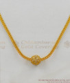 AD White Stone Ball Pattern Simple Light Weight Gold Plated Pendant Chain For Girls SMDR288