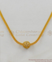 AD White Stone Ball Pattern Simple Light Weight Gold Plated Pendant Chain For Girls SMDR288 AD White Stone Ball Pattern Simple Light Weight Gold Plated Pendant Chain For Girls SMDR288