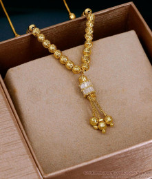 Traditional Gold Plated Milagu Mani Short Pendant Chain White Stone Design SMDR2880