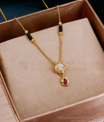 Short CZ Diamond Ruby Drop Gold Mangalsutra Design SMDR2881 Short CZ Diamond Ruby Drop Gold Mangalsutra Design SMDR2881