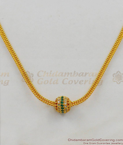 Gold Inspired Multi Stone Ball Pattern Light Weight Pendant Short Chain New  Collection SMDR289
