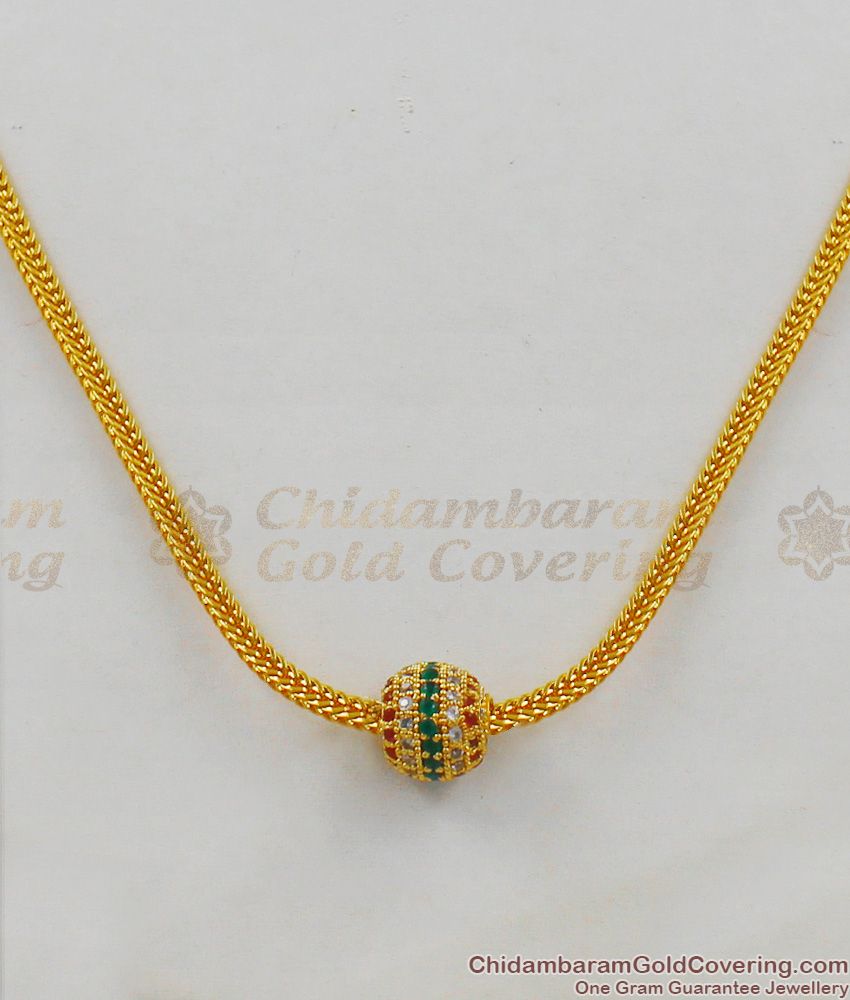 Gold Inspired Multi Stone Ball Pattern Light Weight Pendant Short Chain New Collection SMDR289 Gold Inspired Multi Stone Ball Pattern Light Weight Pendant Short Chain New Collection SMDR289