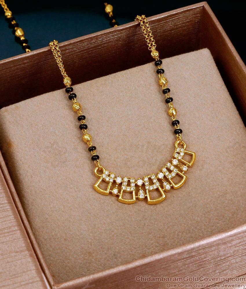 Premium Quality Cz Stone Black Beaded Gold Mangalsutra SMDR2890