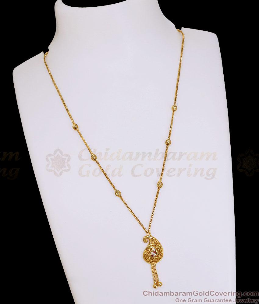 Traditional One Gram Gold Mango Stone Pendant Beads Chain SMDR2891 Traditional One Gram Gold Mango Stone Pendant Beads Chain SMDR2891