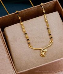 White Ad Stone Heart Design Modern Gold Mangalsutra Chain SMDR2894 White Ad Stone Heart Design Modern Gold Mangalsutra Chain SMDR2894