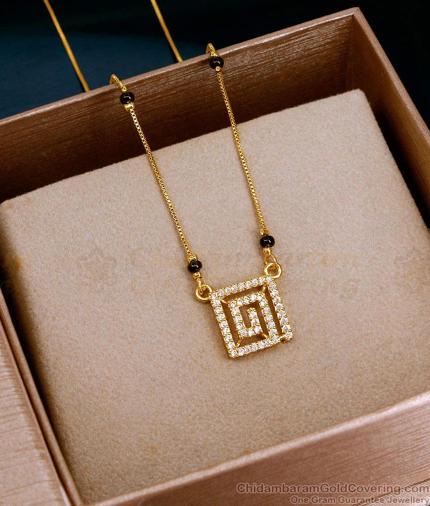 Light Weight Black Beaded White Stone Pendant Chain For Daily Wear SMDR2899 Light Weight Black Beaded White Stone Pendant Chain For Daily Wear SMDR2899