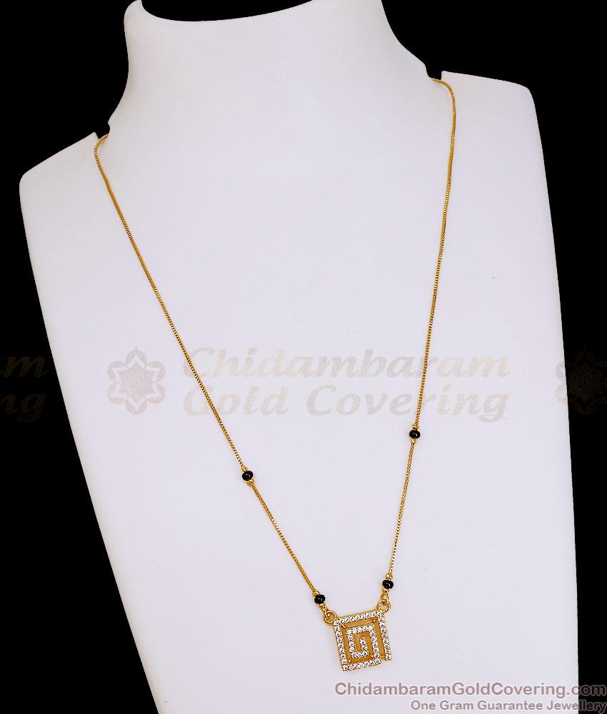 Light Weight Black Beaded White Stone Pendant Chain For Daily Wear SMDR2899 Light Weight Black Beaded White Stone Pendant Chain For Daily Wear SMDR2899