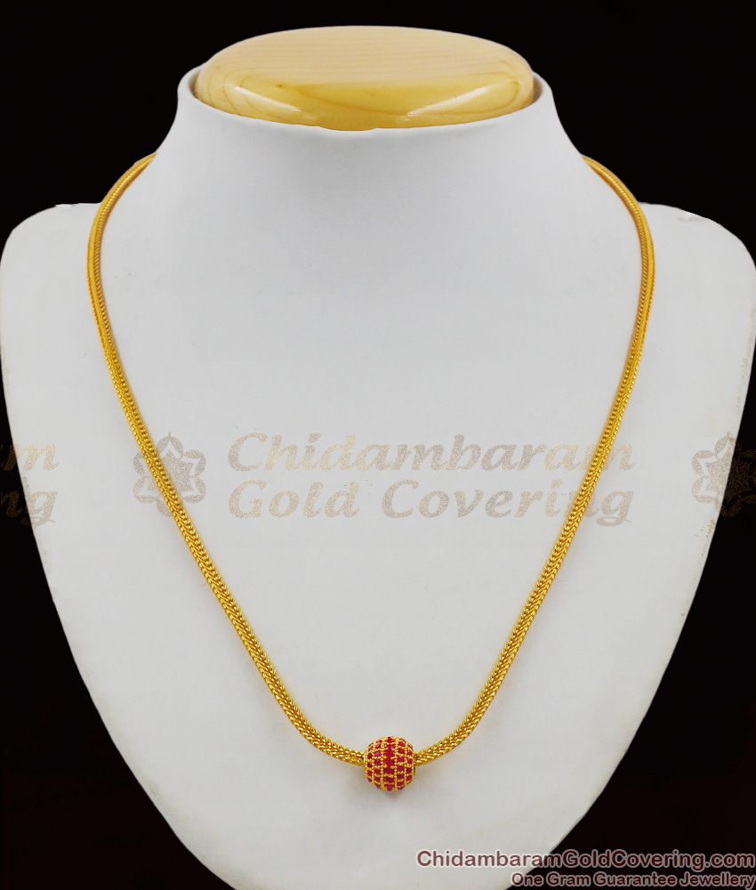 Fancy Ruby Stone Ball Model Gold Imitation Chain For Teen Girls And Office Use SMDR290 Fancy Ruby Stone Ball Model Gold Imitation Chain For Teen Girls And Office Use SMDR290