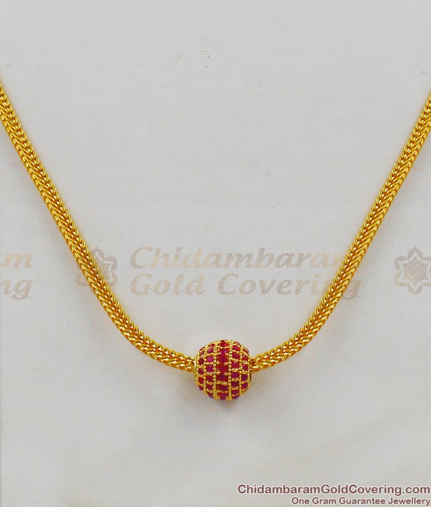 Fancy Ruby Stone Ball Model Gold Imitation Chain For Teen Girls And Office Use SMDR290
