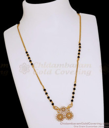 Traditional Gold Plated Dual Floral Cz Stone Mangalsutra Chain SMDR2900 Traditional Gold Plated Dual Floral Cz Stone Mangalsutra Chain SMDR2900