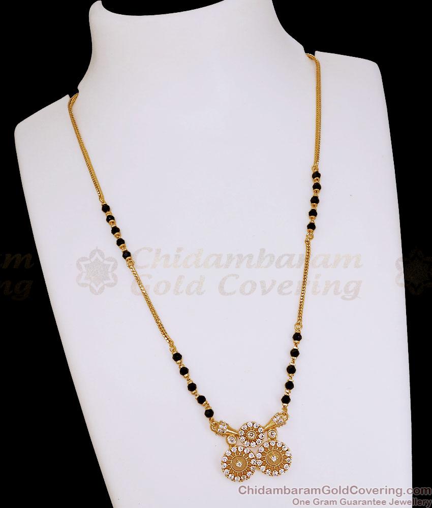 Traditional Gold Plated Dual Floral Cz Stone Mangalsutra Chain SMDR2900 Traditional Gold Plated Dual Floral Cz Stone Mangalsutra Chain SMDR2900