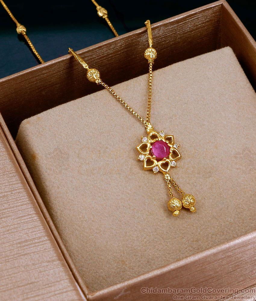 Buy Gold Plated Ruby Stone Floral Pendant Mangalsutra SMDR2904 Buy Gold Plated Ruby Stone Floral Pendant Mangalsutra SMDR2904