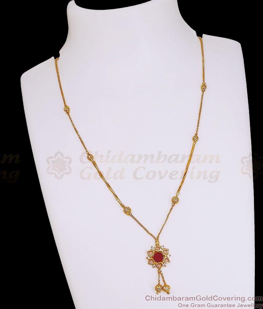 Buy Gold Plated Ruby Stone Floral Pendant Mangalsutra SMDR2904 Buy Gold Plated Ruby Stone Floral Pendant Mangalsutra SMDR2904