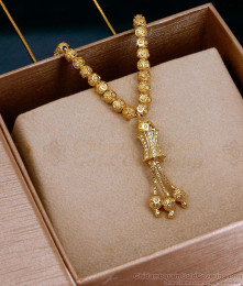 Micro Gold Plated Floral Bead Chain with CZ Damru Pendant SMDR2906 Micro Gold Plated Floral Bead Chain with CZ Damru Pendant SMDR2906