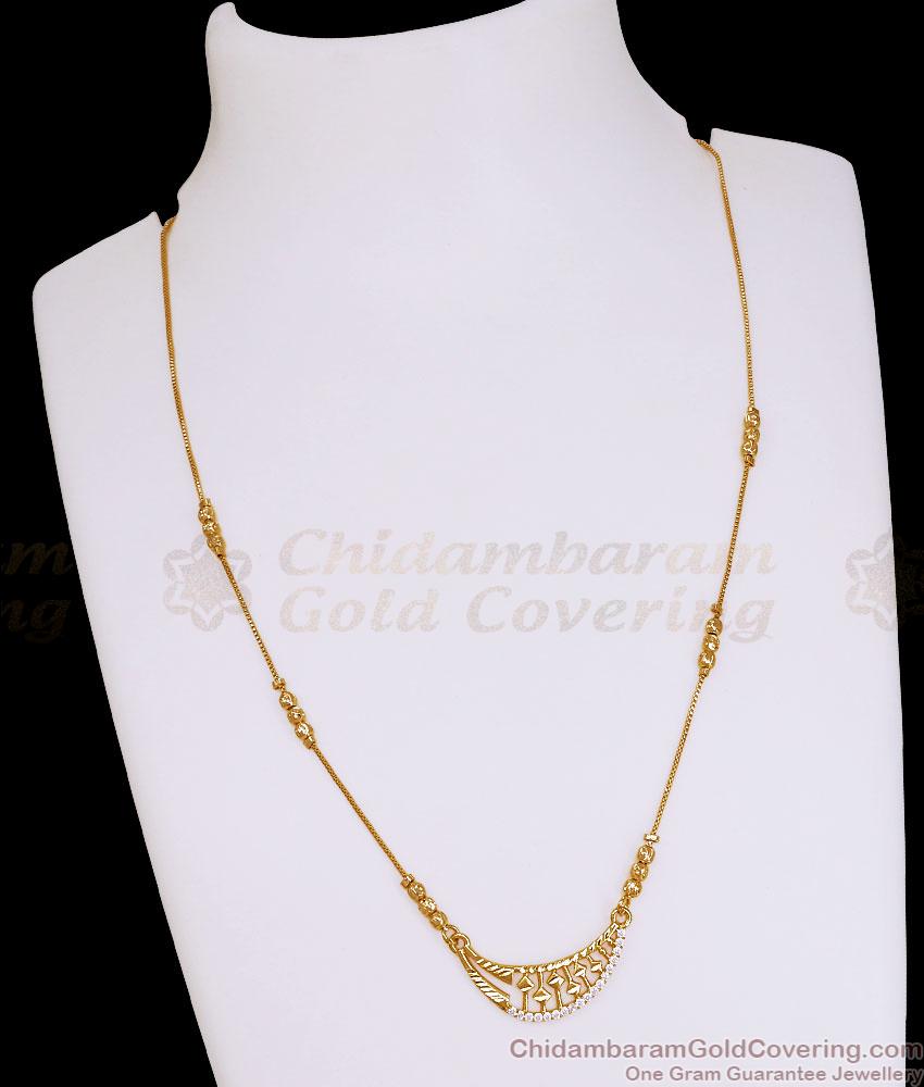 Micro Gold Plated Curved Filigree Ad Stone Pendant Chain SMDR2908 Micro Gold Plated Curved Filigree Ad Stone Pendant Chain SMDR2908