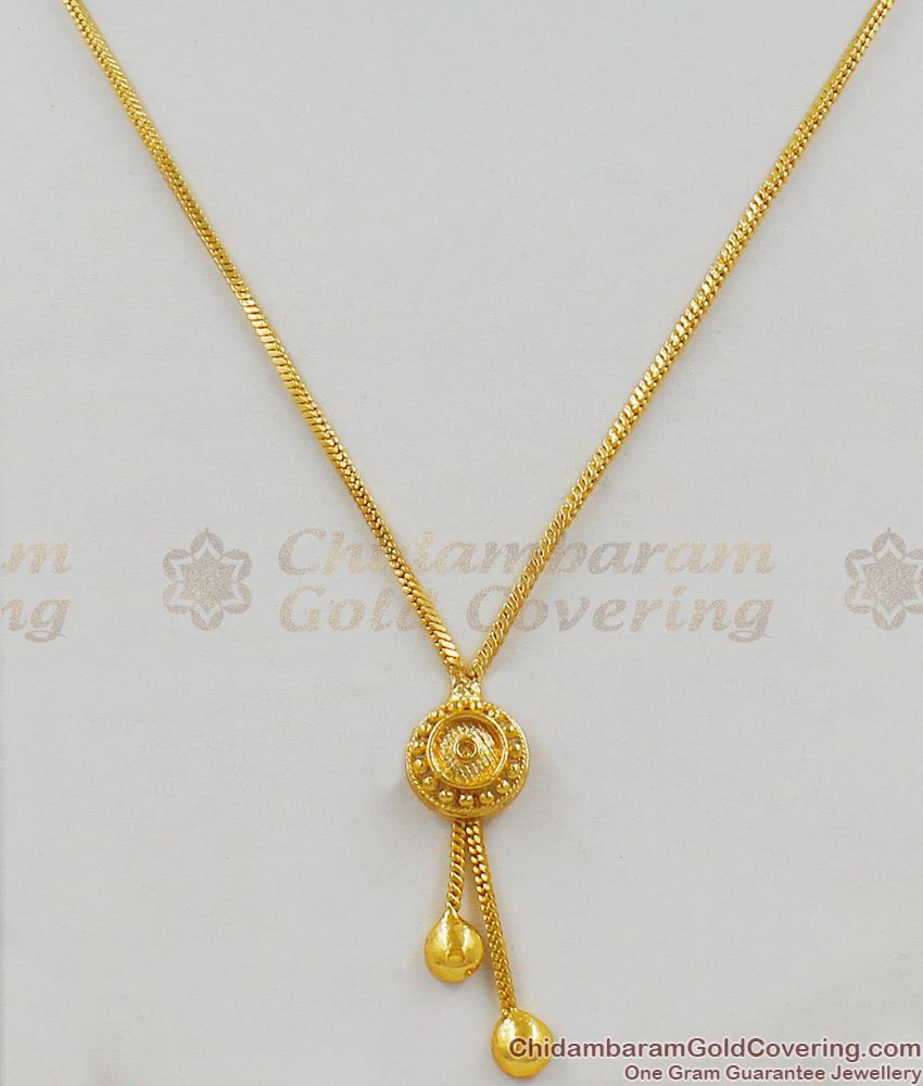 Pure Gold Light Weight Fancy Design Short Pendant Chain For Girls SMDR295
