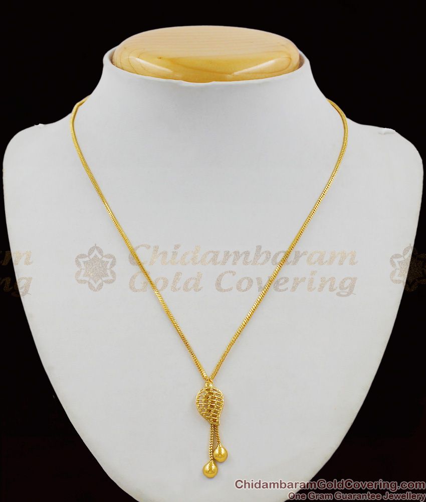 Beautiful Leaf Dollar Light Weight Gold Plated Small Pendant Chain Collection Online SMDR303