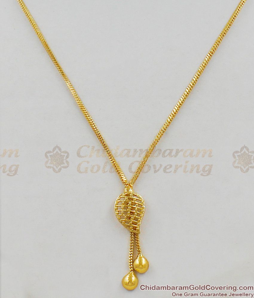 Beautiful Leaf Dollar Light Weight Gold Plated Small Pendant Chain Collection Online SMDR303