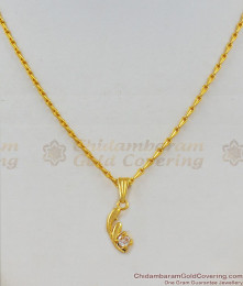 Single Solitaire Diamond Attractive Gold Plated Pendant Short Chain Collection SMDR307