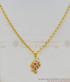 Aspiring Colors CZ White And Red Stone Gold Pendant Chain For Teen Girls SMDR405