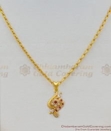 Aspiring Colors CZ White And Red Stone Gold Pendant Chain For Teen Girls SMDR405 Aspiring Colors CZ White And Red Stone Gold Pendant Chain For Teen Girls SMDR405