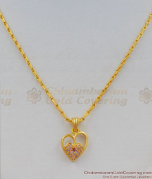 CZ White Ruby Stone Gold Inspired Heart Design Pendant Chain For Girls SMDR407 CZ White Ruby Stone Gold Inspired Heart Design Pendant Chain For Girls SMDR407