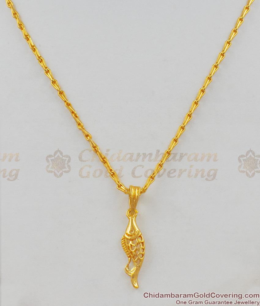 One Gram Gold Beautiful Fish Pendants for College and Office Wear SMDR415