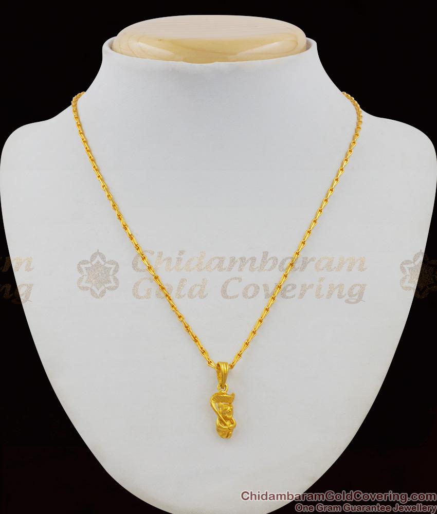 Cute Golden Teddy With Golf Club Trendy Short Pendant Chain SMDR416