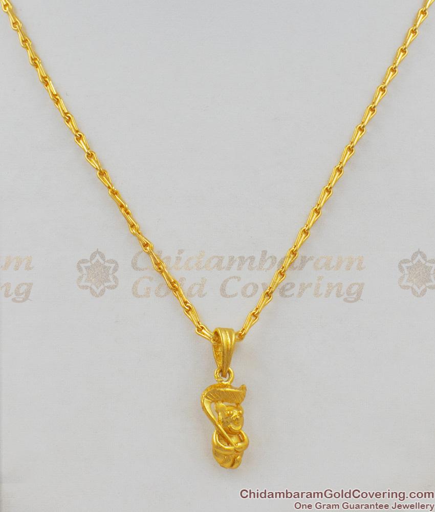 Cute Golden Teddy With Golf Club Trendy Short Pendant Chain SMDR416