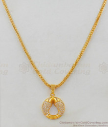 White Stones Love Fish Attractive Model Gold Plated Short Chain For Girls College Use SMDR423