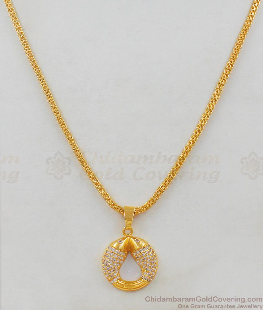 White Stones Love Fish Attractive Model Gold Plated Short Chain For Girls College Use SMDR423 White Stones Love Fish Attractive Model Gold Plated Short Chain For Girls College Use SMDR423