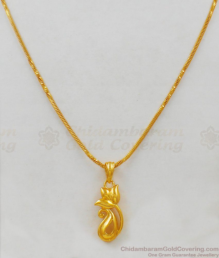 Cunning Rose Flower Design Gold Aspiring Light Weight Pendant Chain For Lovers SMDR432